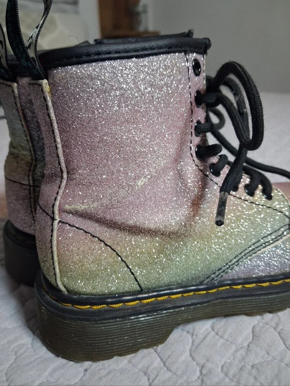 Dr. Martens 1460 Rainbow Iridescent Metallic Zip Boots Girls Youth Size 12